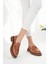 Shadow Model Taba Cilt Leopar Şerit ve Toka Detaylı Kadın Loafer Günlük Ayakkabı 3