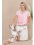 Pembe Renk Çiçek Desenli Lady 12596 Pamuklu Kadınların Tercihi Kısa Kol Pijama Takımı 1