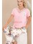 Pembe Renk Çiçek Desenli Lady 12596 Pamuklu Kadınların Tercihi Kısa Kol Pijama Takımı 3
