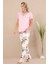 Pembe Renk Çiçek Desenli Lady 12596 Pamuklu Kadınların Tercihi Kısa Kol Pijama Takımı 4