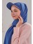 Kadın Tesettür Şapkalı Pratik Boneli Hazır Şal Indigo 2
