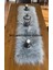 Gri Kürklü Peluş Masa Örtüsü Şık Dekoratif Lüks Elegant Modern Dekoratif Runner 3