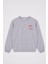Bisiklet Yaka Uzun Kol Yazı Baskılı Gri Renk Erkek Çocuk Sweatshirt 1