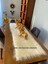 Krem Kürklü Peluş Masa Örtüsü Şık Dekoratif Lüks Elegant Modern Dekoratif Runner 1
