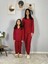 Anne Kız Kombin Önden Düğmeli Bebe Yaka %100 Pamuk Pijama Takımı (Kırmızı Noktalı) 3
