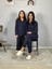 Anne Kız Kombin Önden Düğmeli Bebe Yaka %100 Pamuk Pijama Takımı (Lacivert Noktalı) 3
