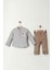 Miniğimin Cicileri Müslin Cepli Erkek Çocuk 2 li takım - Gri 1