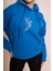 Muse Kadın Sax Mavi Oversize Kapüşonlu Sweatshirt - Nakış Detaylı, Rahat Kesim, Günlük ve Spor Kombinlere Uygun 1
