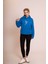 Muse Kadın Sax Mavi Oversize Kapüşonlu Sweatshirt - Nakış Detaylı, Rahat Kesim, Günlük ve Spor Kombinlere Uygun 4