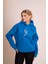 Muse Kadın Sax Mavi Oversize Kapüşonlu Sweatshirt - Nakış Detaylı, Rahat Kesim, Günlük ve Spor Kombinlere Uygun 5
