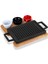 Döküm Dikdörtgen Çift Yön Izgara ve Düz Yüzey Hot Plate Kayın Servis Ahşabı Ölçü 22x15cm. (Sos kapları dahil değildir.) 1