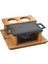 Döküm Dikdörtgen Çift Yön Izgara ve Düz Yüzey Hot Plate Kayın Servis Ahşabı Ölçü 22x15cm. (Iısıtıcı dahil değildir) 1