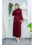 Terra Fırfırlı Bluz Piliseli Etek Krep Takım-Bordo 1
