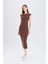 Bodycon Vücudu Saran Bisiklet Yaka Ribana Kısa Kollu Midi Elbise D5220AX25SP 1