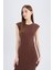 Bodycon Vücudu Saran Bisiklet Yaka Ribana Kısa Kollu Midi Elbise D5220AX25SP 3