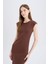Bodycon Vücudu Saran Bisiklet Yaka Ribana Kısa Kollu Midi Elbise D5220AX25SP 4