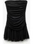 Drape Detaylı Kolsuz Straplez Volanlı Mini Abiye Elbise 4