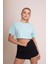 Delicate Kadın Mavi Oversize Kısa Kollu Crop Tişört – %100 Pamuk Sırtı Baskılı Disco Top Tasarımı, Günlük Rahat Stil, Sokak Modası 2