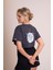 Delicate Kadın Gri Oversize Kısa Kollu Crop Tişört – %100 Pamuk Sırtı Baskılı Disco Top Tasarımı, Günlük Rahat Stil, Sokak Modası 4