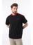 Siyah Bisiklet Yaka Baskılı Erkek Tişört E7114 2
