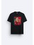 Futbolcu Ronaldo Baskılı Relaxed Fit Bisiklet Yaka Siyah Tişört T-Shirt 1