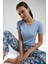 Üst Kaşkorse Alt Dokuma Kumaş Kadın Pijama Takım, Cep Detaylı 1