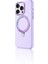iPhone 16 Pro Max Kılıf Magsafe Şarj Özellikli Standlı Suni Deri Dancing Circle Serisi Lila 2