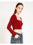 Bordo Kare Yaka Buzzy Crop Top 2