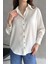 Kadın Beyaz Dökümlü Saten Gömlek 4