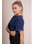 Delicate Kadın Lacivert Oversize Kısa Kollu Crop Tişört – %100 Pamuk Sırtı Baskılı Disco Top Tasarımı, Günlük Rahat Stil, Sokak Modası 3