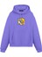 Tom ve Jerry Baskılı Mor Unisex Oversize Fit Pamuklu Kapüşonlu Sweatshirt 1