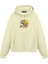 Tom ve Jerry Baskılı Krem Unisex Oversize Fit Pamuklu Kapüşonlu Sweatshirt 1