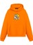 Tom ve Jerry Baskılı Turuncu Unisex Oversize Fit Pamuklu Kapüşonlu Sweatshirt 1