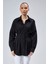 Kadın Belden Oturtmalı Pileli Tunik Siyah Gömlek 4