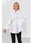 Kadın Belden Oturtmalı Pileli Tunik Beyaz Gömlek 1