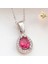 Gümüş Pembe Damla Zirkon Taşlı Kadın Kolye CSR2181305 1