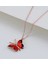 Gümüş Rose Kırmızı Kelebek Kolye CSR2180608 2