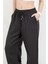 Kadın Beli Lastikli Bağcıklı Bol Paça Pantolon Siyah - 5355 8