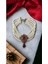 Baget ve Su Damlası Taşlı Inci Choker Kolye 3