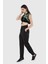 Nakışlı Triko Yakalı Teknik Kumaş Detaylı Yeşil Crop Top 2