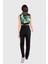 Nakışlı Triko Yakalı Teknik Kumaş Detaylı Yeşil Crop Top 3