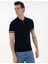 Erkek Lacivert Slim Fit Fermuarlı Polo Yaka Triko Tişört 50303473-VR033 3