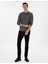 Erkek Gri Slim Fit Kıvrılmaz Yaka Sweatshirt 50307408-VR024 4
