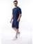 Lacivert Basic Erkek Şort T-Shirt Takımı E7307 5