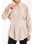 Kadın Belden Oturtmalı Pileli Tunik Bej Gömlek 4