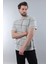 Boyalı Gri Bisiklet Yaka Basic Çizgili Erkek T-Shirt E7102 2
