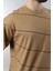 Kapuçino Bisiklet Yaka Basic Çizgili Erkek T-Shirt E7102 3