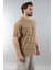 Kapuçino Bisiklet Yaka Basic Çizgili Erkek T-Shirt E7102 4