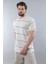Ekru Bisiklet Yaka Basic Çizgili Erkek T-Shirt E7102 1