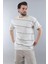 Ekru Bisiklet Yaka Basic Çizgili Erkek T-Shirt E7102 2
